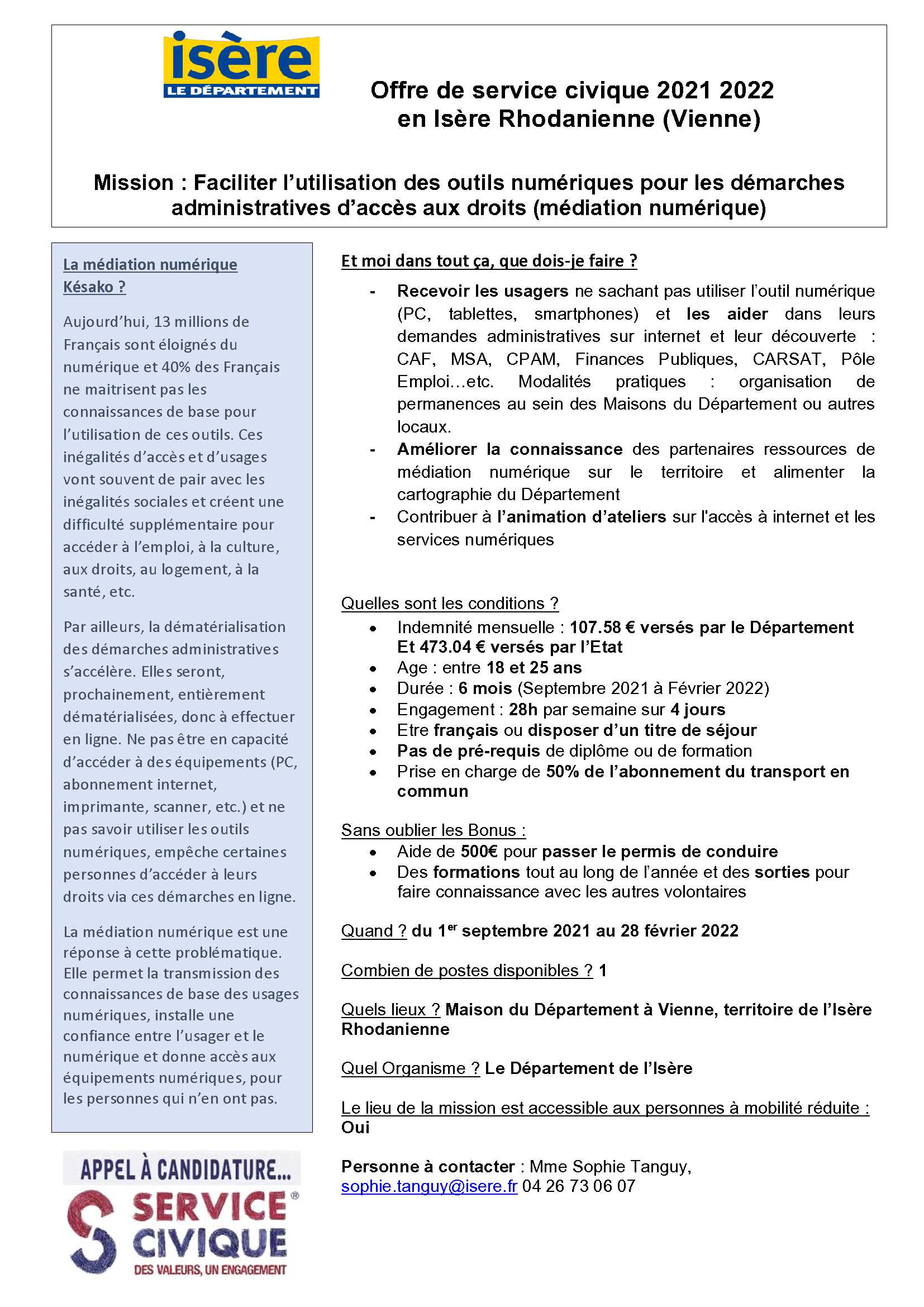 Service civique Offre 2021 2022 Vienne