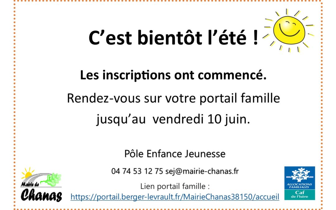INSCRIPTIONS CENTRE DE LOISIRS ETE 2022