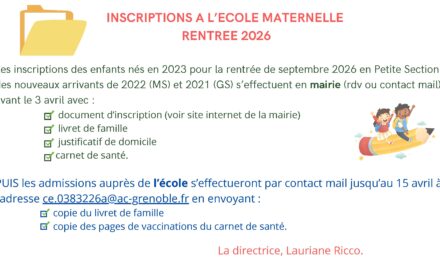 INSCRIPTION ÉCOLE MATERNELLE RENTRÉE 2026-2027
