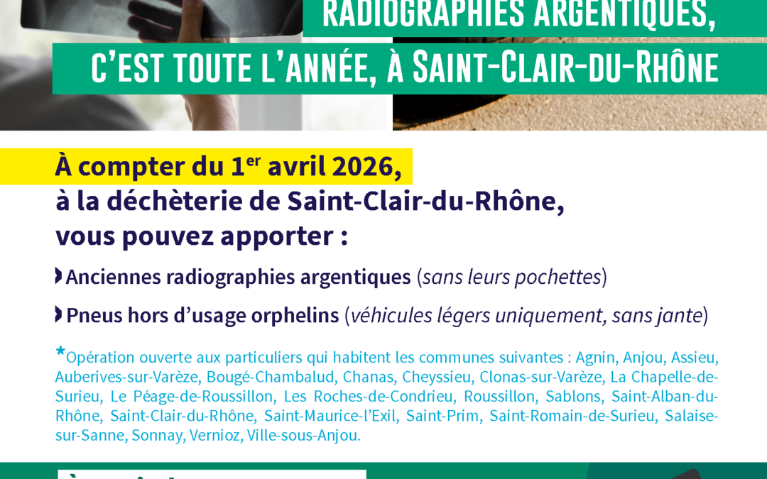 COLLECTE DE PNEUS ET RADIOGRAPHIES ARGENTIQUES DÉCHÈTERIE SAINT CLAIR DU RHÔNE