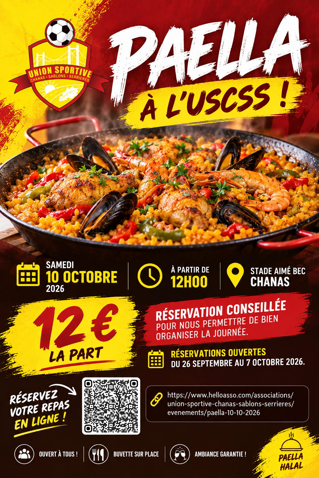 Paella USCSS – Samedi 10 octobre 2026 à Chanas